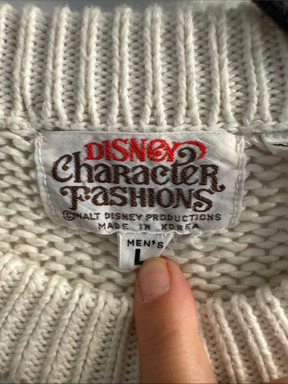 VTG Disney Cream Crewneck Sweater with Mickey Mouse Graphic Needle Point!